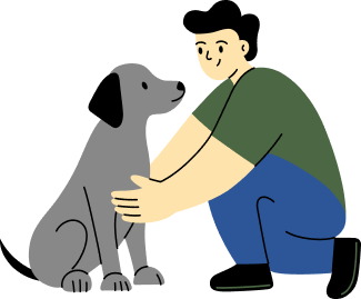 Illustration of a man with his dog