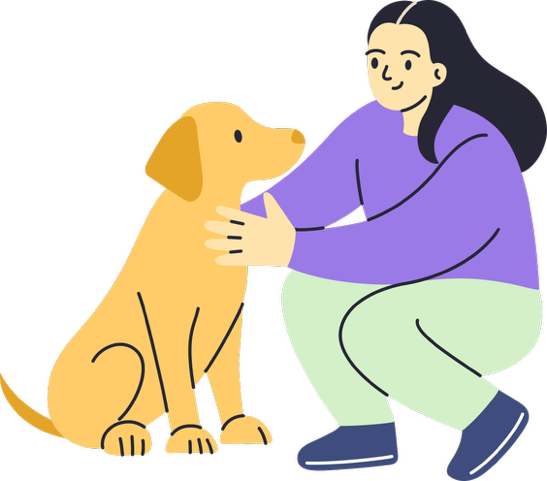 Illustration of a woman with her dog