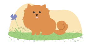 A dog and a flower